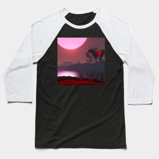 Valentine Wall Art - My heart waiting for sunset - Unique Valentine Fantasy Planet Landsape - Photo print, canvas, artboard print, Canvas Print and T shirt Baseball T-Shirt